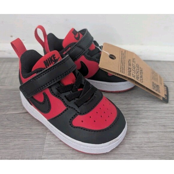 Nike Court Shoes Borough Low Recraft Boy Toddler Sz 4C Red Black DV5457 600 NWT - Picture 1 of 11